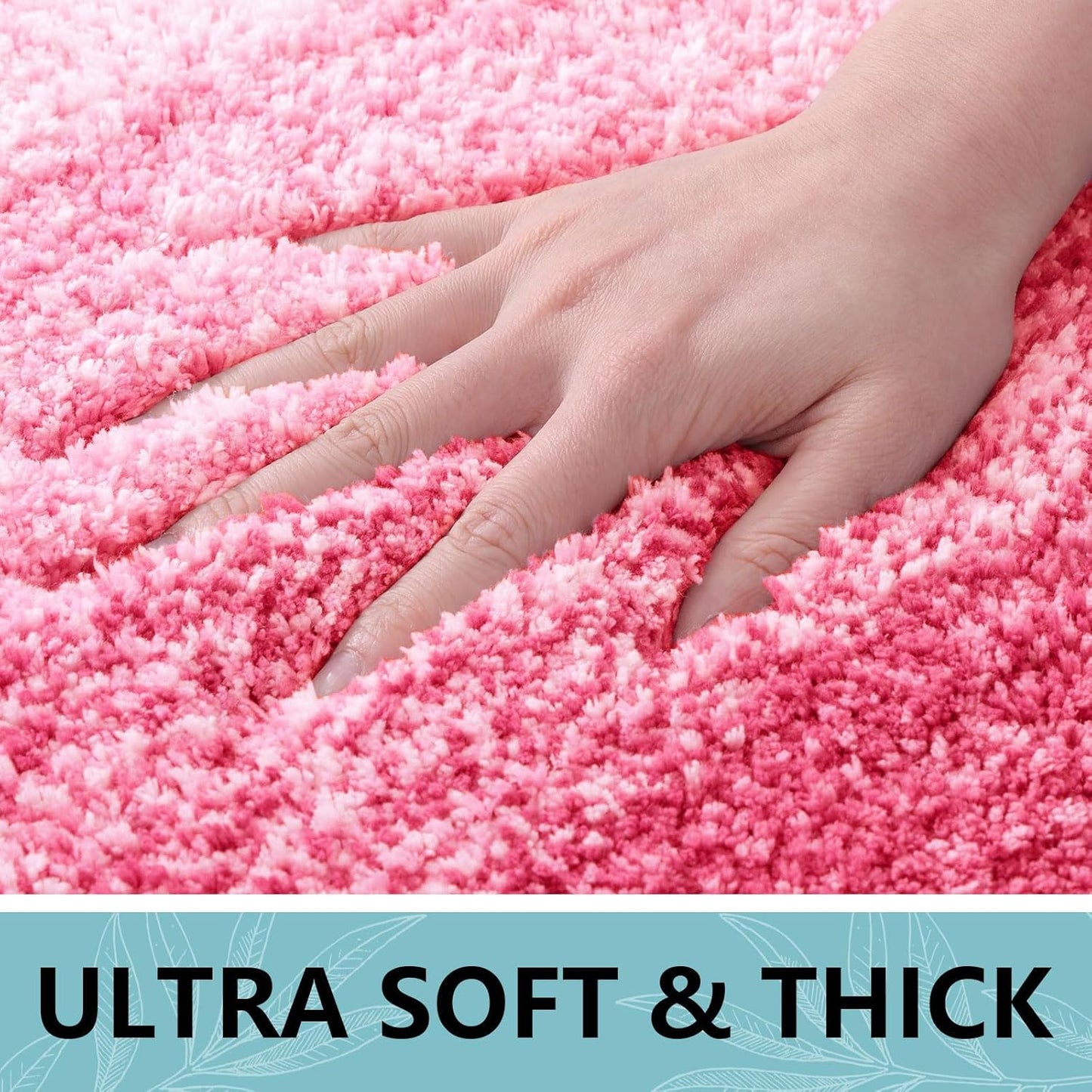 Arotive Microfiber Bathroom Rugs, Shaggy Soft and Absorbent Bath Rug, Non-Slip, Thick Plush Machine Washable Dry Bath Mats for Bathroom, Tub and Shower, 36x24, Pink, Rectangular