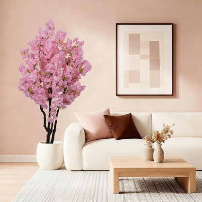 5.9ft Tall Cherry Blossom Artificial Tree, Handmade Light Pink Cherry Tree,Fake Flower Faux Silk Leaves Plant,Artificial Plants for Home Office Indoor Outdoor Party Wedding Christmas Decor