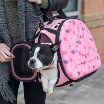 PetLike Airline Approved Pet Carrier Soft Sided Collapsible Travel Bag for Cats & Small Dogs (Pink, Smooth)