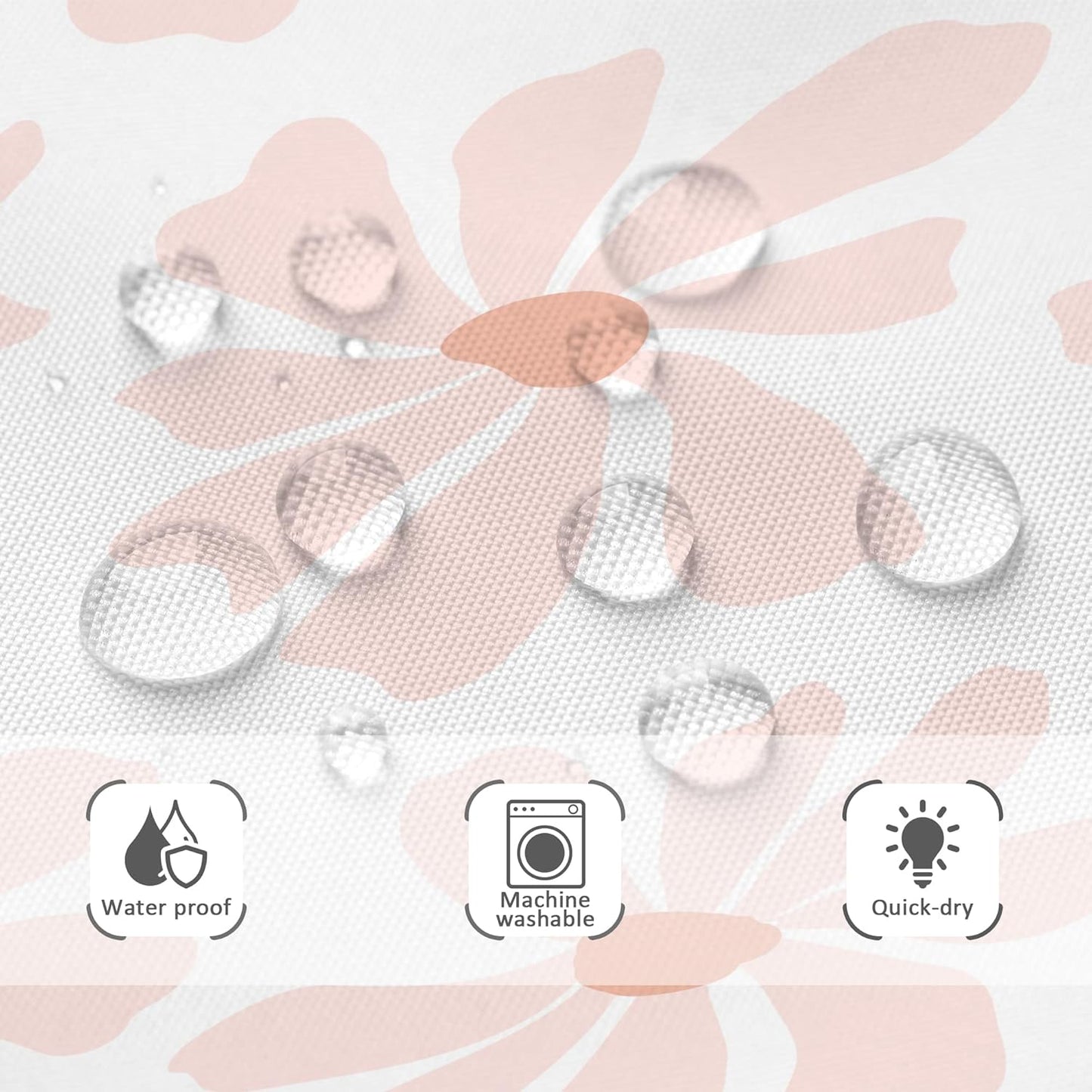 Riyidecor Long Blush Pink Daisy Floral Shower Curtain Boho Spring White Flower Cute Pretty Modern Aesthetic Girly 72Wx78H Inch Minimalist Fabric Decor Bathroom Polyester Waterproof 12 Pack Hooks