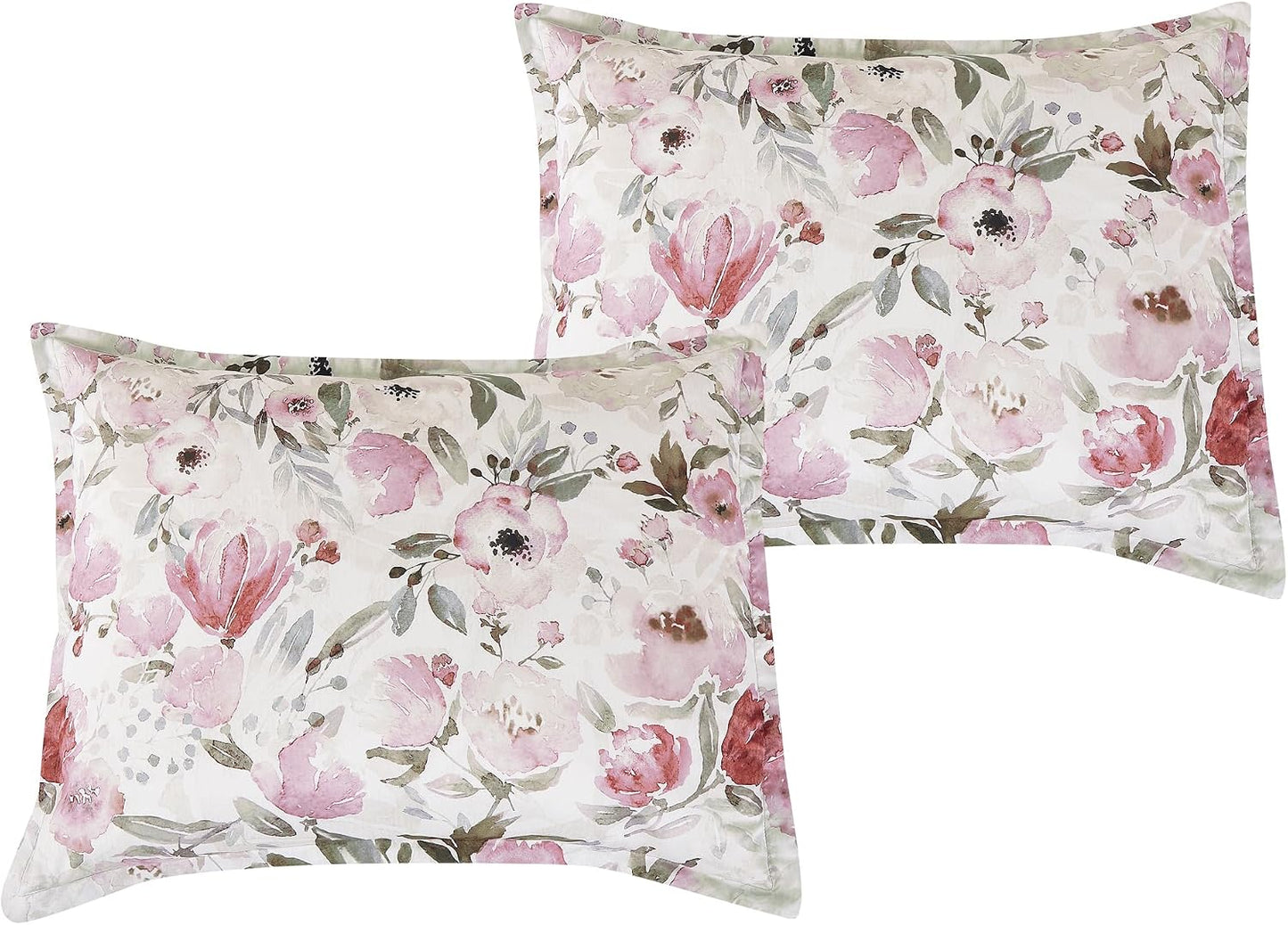 ESCA Floral King Comforter with Sheets Set - 7-Piece Pink Bed in a Bag Set