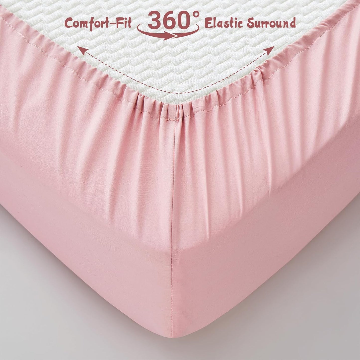 4 Piece Soft Toddler Sheet Set, Includes Flat Sheet, Fitted Sheet, Standard Pillowcase, Ruffled Toddler Pillowcase, Microfiber Bedding for Toddlers/Boys and Girls(Light Pink)