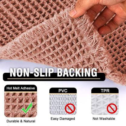 H.VERSAILTEX Upgraded Waffle Bath Mat Super Absorbent Non Slip Bath Rug Soft Pink 17" x 24"