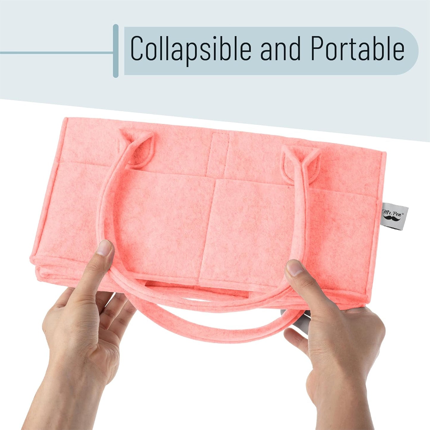 Mr. Pen- Baby Diaper Caddy Organizer, Pink, Nursery Storage Bin and Car Organizer for Diapers and Baby Wipes