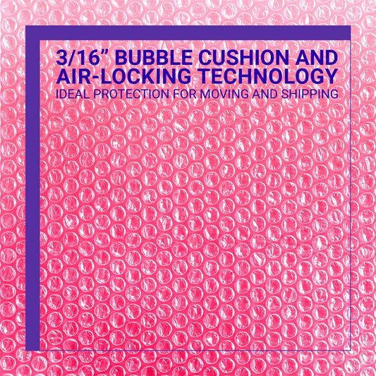 Pacific Mailer 2-Pack Anti-Static Bubble Cushioning Wrap Rolls, 3/16" x 12" x 72' ft Total, Perforated Every 12", 20 Fragile Stickers for Packaging, Shipping, Mailing