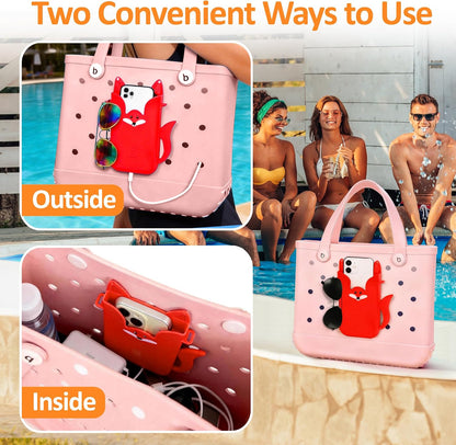 Silicone Phone Holder for Bogg Bags, Compatible Phone Case Attachment, Beach Tote Bag Accessory – Ideal Holder for Bogg & Similar Beach Bags (Light Pink)