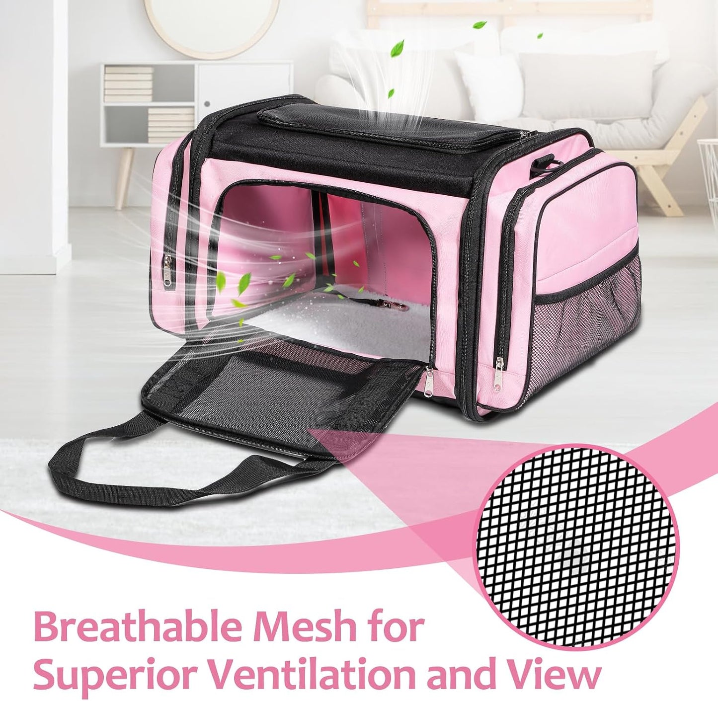 Discala Large Cat Carrier for 2 Cats, Pet Carrier, Dog Carrier for Small Dogs, Cat Carrier Soft, Collapsible Large Pet Carrier for Traveling Indoor and Outdoor Uses - Pink 23"x13"x13"
