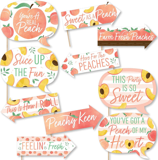 Big Dot of Happiness Funny Sweet as a Peach - Fruit Themed Baby Shower or Birthday Party Photo Booth Props Kit - 10 Piece