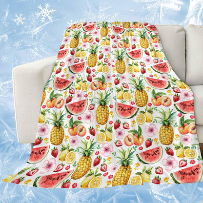 Cooling Throw Blanket for Hot Sleepers, Pineapple Lightweight Breathable Summer Blanket, Strawberry Peach Lemon Watermelon Peach Double-Side Cool Throw Blankets for Sleeping Travel, 30"x40"