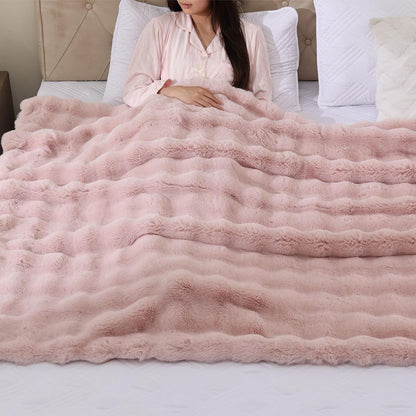 Cozy Fluffy Plush Faux Fur Blanket Pink 50x60 Inch Super Soft Fuzzy Thick Throw Blanket for Sofa Couch Bed