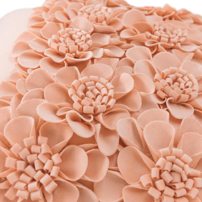 JWH Handmade 3D Flower Throw Pillow Covers Decorative Floral Accent Cushion Cover Velvet Pillowcase for Car Bed Couch Bedroom Decor 18x18 Inch Blush Pink