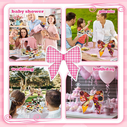 Mimorou 1 Pcs Pink Bow Party Decorations Disposable Bowtie Charcuterie Board for Baby Shower Baby Birthday Food Bow Tray Girl Coquette Serving Charcuterie Letter Fillable Plate for Wedding Supplies