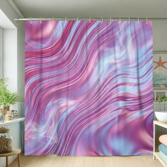 Waves Shower Curtain, Modern Abstract Swirls Gradient None Peach Washable with Hooks Design Print Bath Curtains for Bathroom Toile Guest Room Decor 72x72 Inch