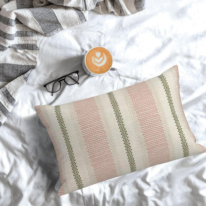 Pink Sage Green Pillow Covers 18x18 Inch 2 Pcs Boho Preppy Polka Dots Striped Decor Throw Pillows Modern Geometric Outdoor Farmhouse Decoration Pillowcase Linen Cushion Cover for Couch Sofa