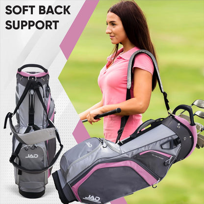 JAD Lightweight Womens Golf Bag, Golf Stand Bag for Women/Ladies, 14-Way Top Dividers, Ultra Lightweight, Large Pockets for Accessories, Durable Water Resistant
