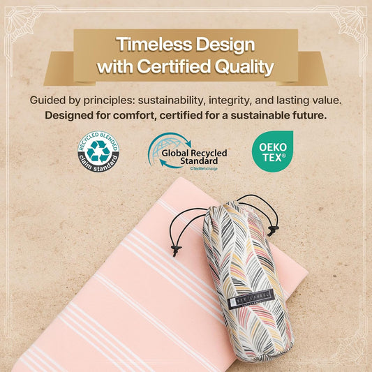 BAY LAUREL Turkish Beach Towel with Travel Bag 39 x 71 Quick Dry Sand Free Lightweight Large Oversized Towels Light
