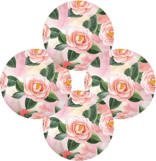 Round Placemats Set of 6 Peach-Pink Camellia Washable Non-Slip Heat Resistant Place Mats, 15.4” Dining Table Place Mats for Kitchen Holiday Party Decoration