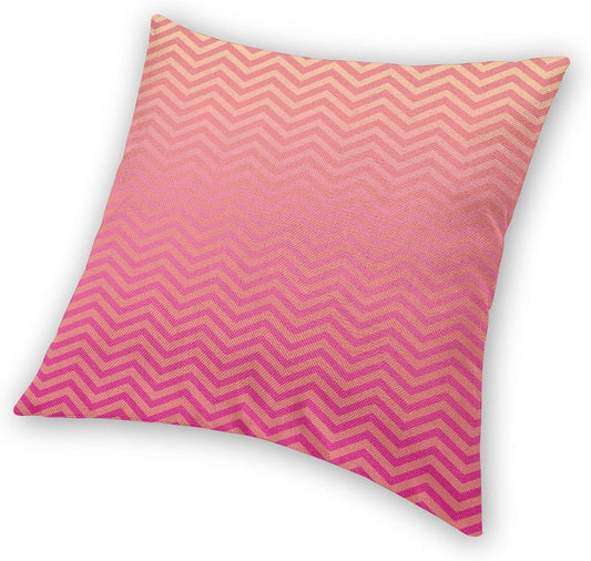 Pink Peach Ombre Chevron Tropical Sunset Colo Cosy Square Couch Pillowcase，Sofa Throw Pillow Covers Cushion Shell Decoration for Living Room Bed car Office 18"X18"