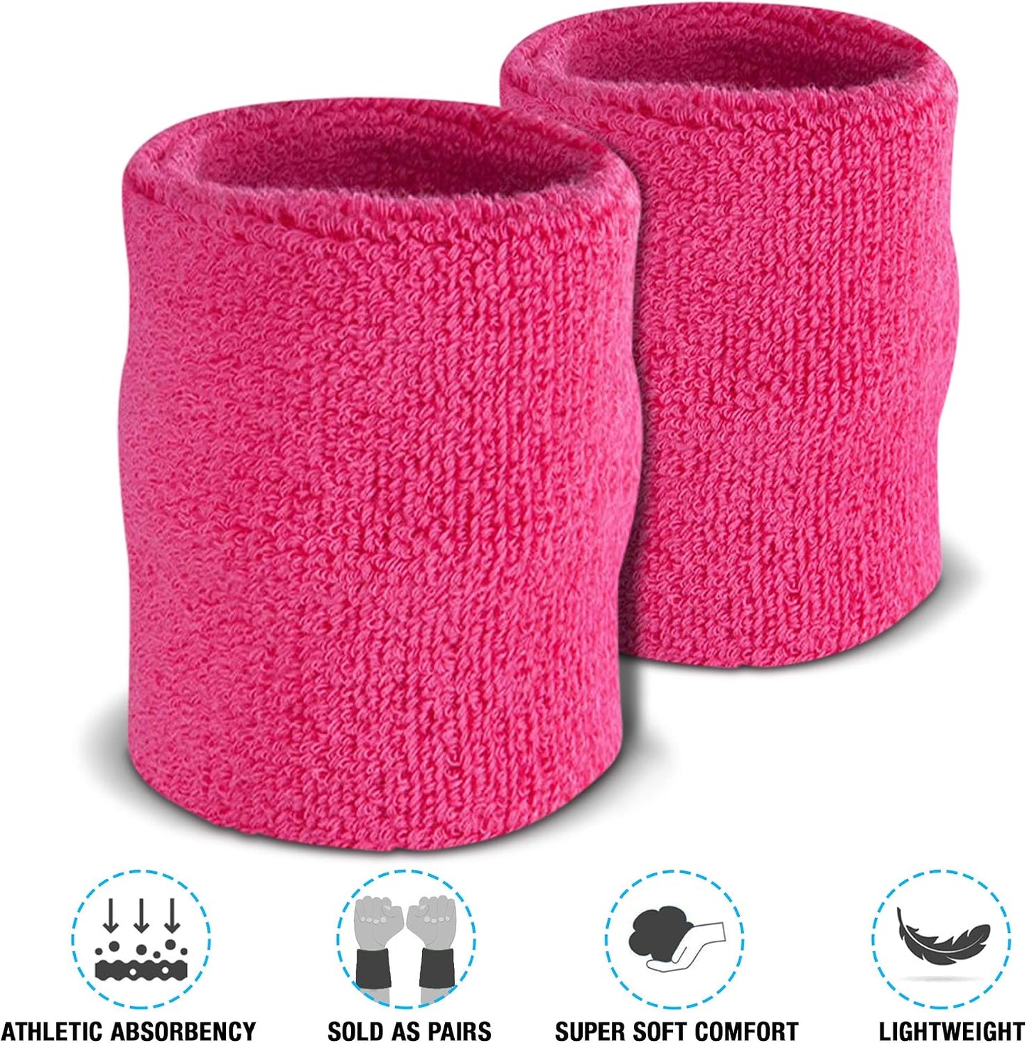 Suddora Arm Sweatbands, Absorbent and Breathable Thick Cotton Bands for Working Out, Gymnastics, Basketball, Tennis, and Football, Multiuse 4-inch Wristbands for Costumes and Cosplay