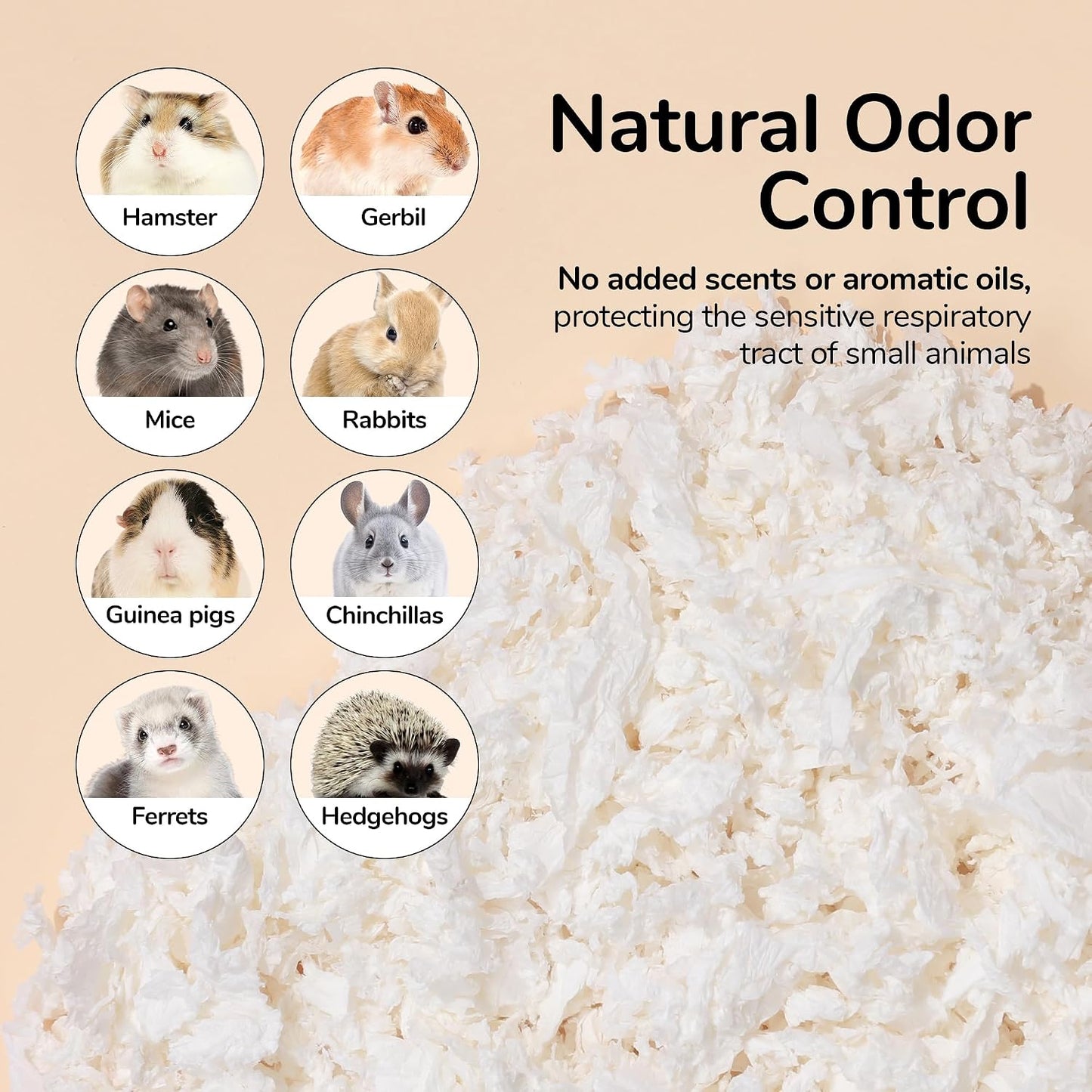 99% Dust-Free Soft Natural Paper Bedding with Odor Control, for Hamsters, Guinea Pigs,Rabbits, Chinchillas, Rats, Mice, Gerbils, Bunniess, Rodents, Small Animals - 80 Liters (White + Pink)