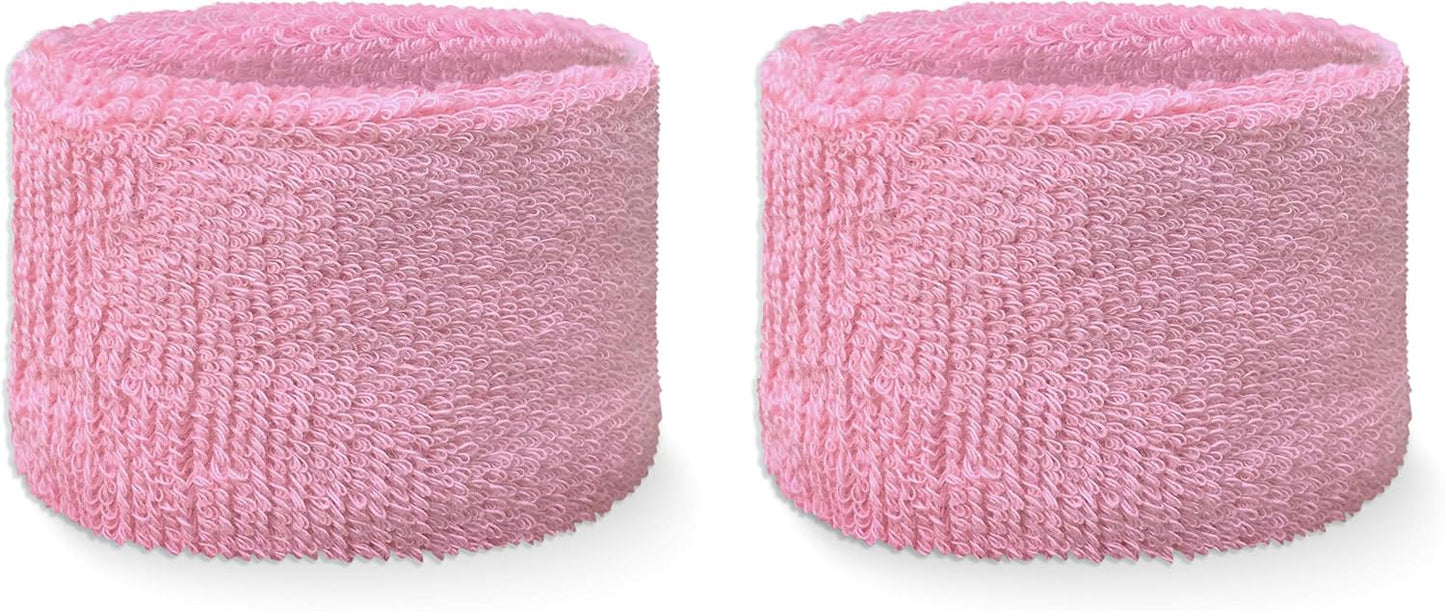 Couver Wrist Sweatbands Absorbent Sweatbands for Tennis Football Basketball Running Athletic Sports and Working Out - Solid Cotton Terry Colth Sport Wristband(1 Pair)