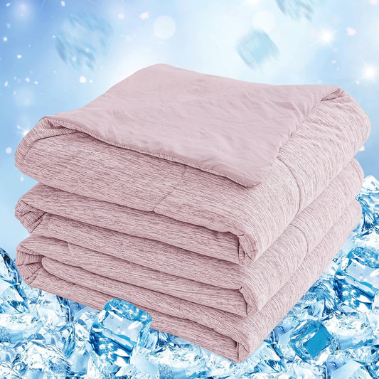 CHOSHOME Cooling Comforter Twin Size,Cooling Blanket with Q-Max 0.45 Arc-Chill Cooling Fiber,Cool Sleeping Summer Blanket for Night Sweats Hot Sleeper (60" x 90", Pink