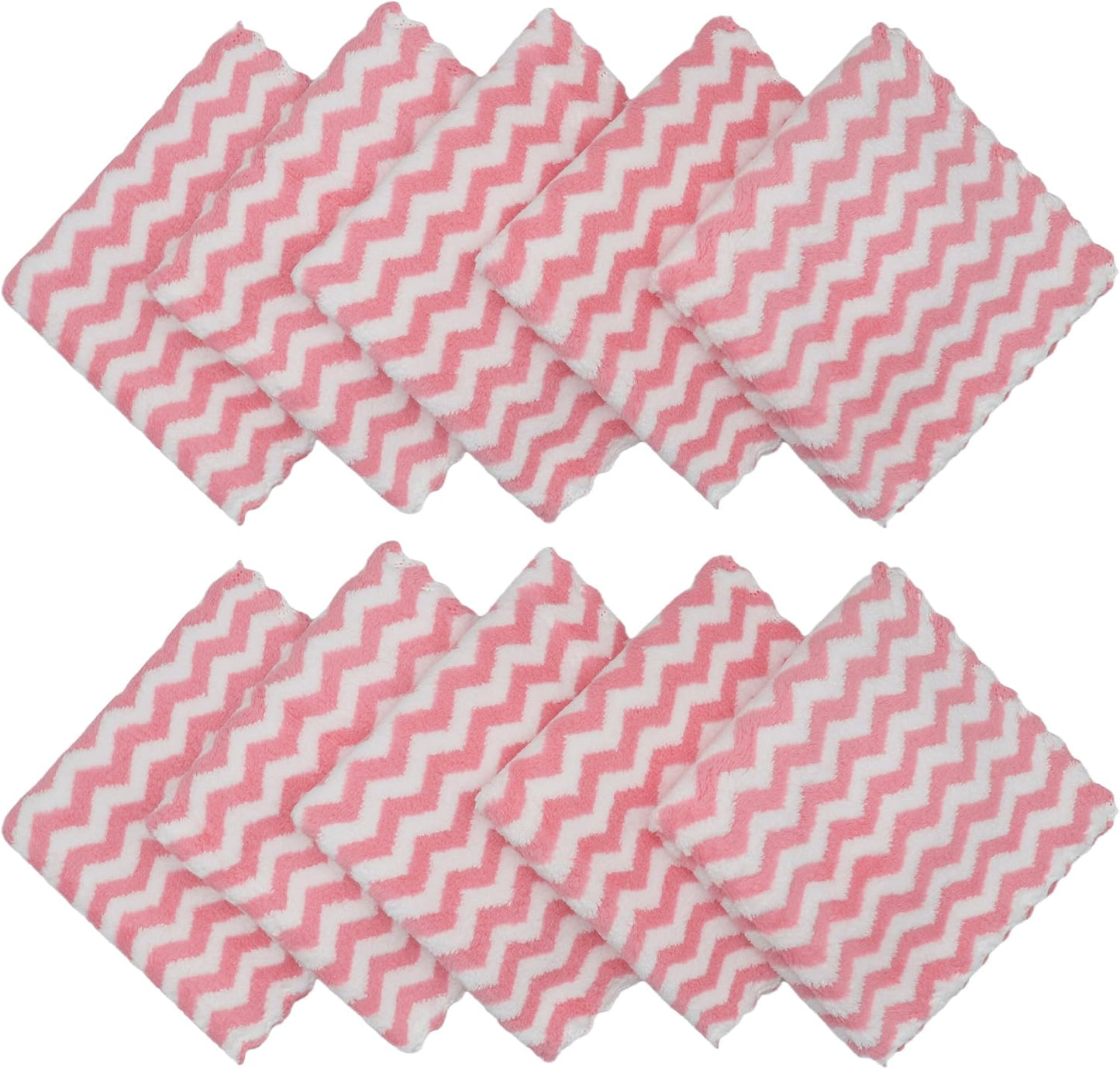 Microfiber Cleaning Cloth, 10 Pack Microfiber Rags,12inx12in, Pink | Lint Free Dish Cleaning Cloths, Fast Drying Dish Rags For Cleaning, Absorbent Washcloths