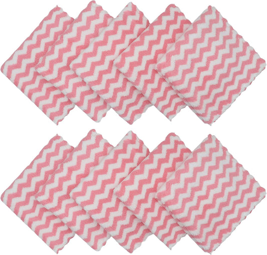 Microfiber Cleaning Cloth, 10 Pack Microfiber Rags,12inx12in, Pink | Lint Free Dish Cleaning Cloths, Fast Drying Dish Rags For Cleaning, Absorbent Washcloths