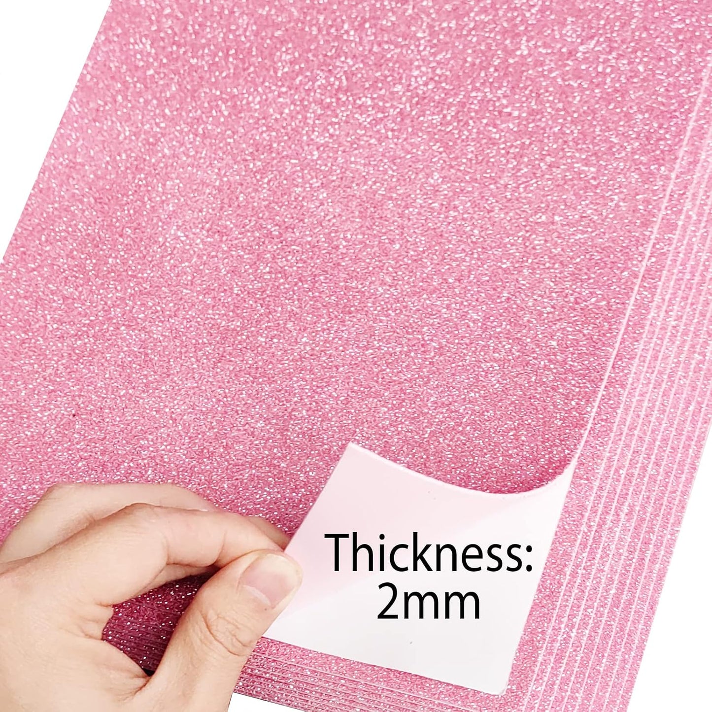 SALEMAR Pink Sticky Glitter Foam Sheets for Craft, 10 Packs Thick Self-Adhesive Sparkle EVA Paper Stickers for Craft Projects, 30 x 20cm