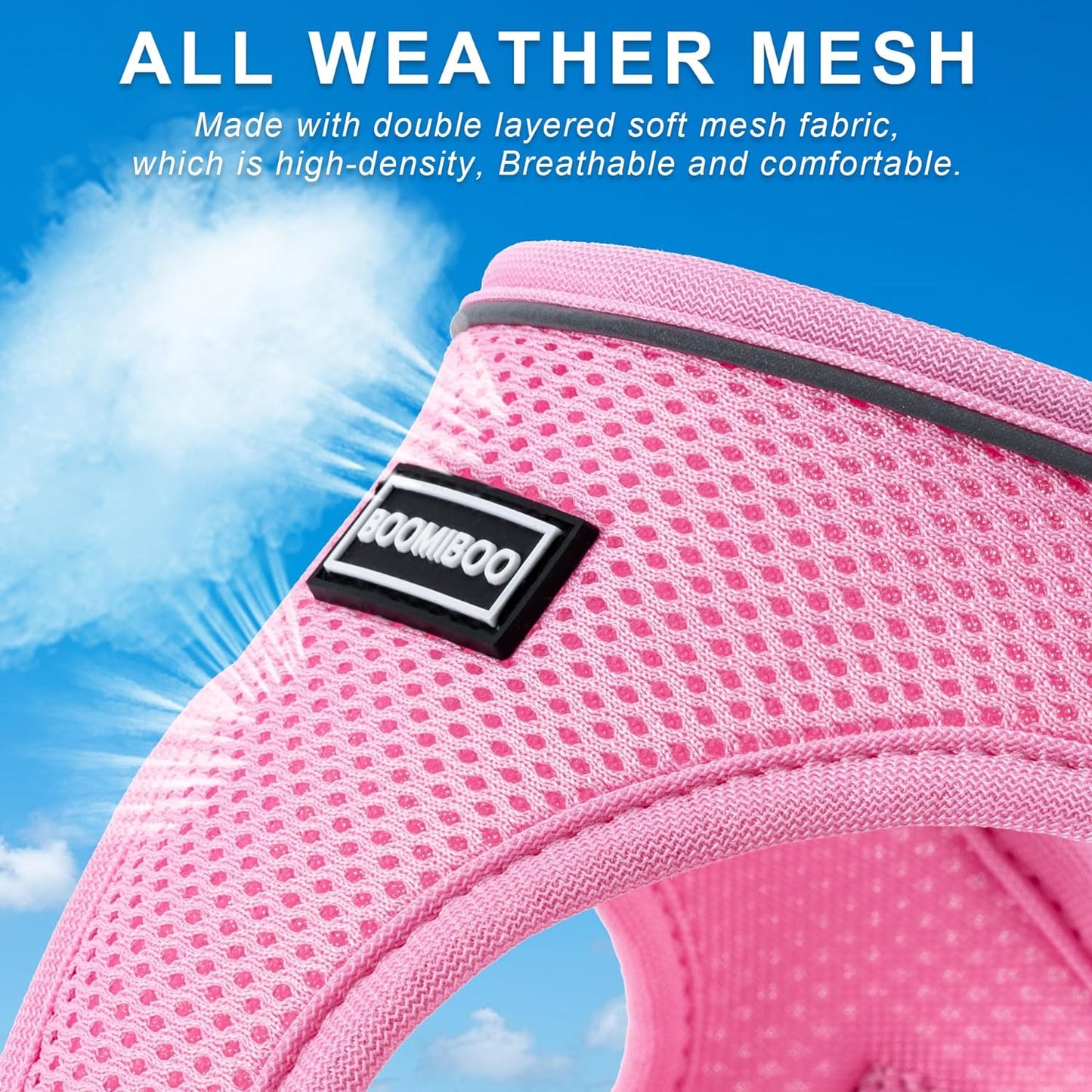 BOOMIBOO Dog Harness with Leash Set, No Pull Adjustable Reflective Step-in Puppy Pet Vest Harnesses for Small Medium Large Dogs and Cats,Pink XXS