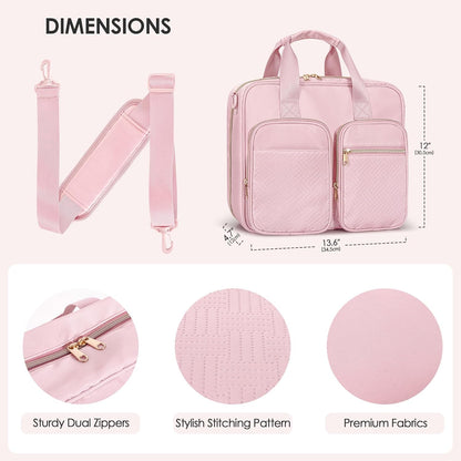 3 Ring Zipper Binder, 2 Inch Ring Binder Organizer Bag with Shoulder Strap Fits 13 Inch Laptop and 500 Sheets, Pink (Empty Bag Only)