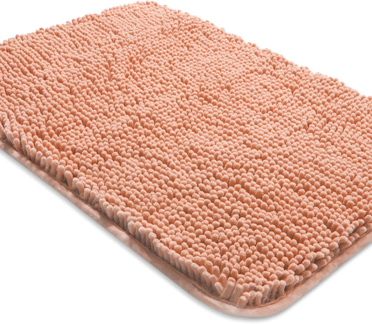 Yeaban Dusty Pink Bathroom Rugs 17"x24",Chenille Bath Mats,Absorbent and Washable Bath Rug Non-Slip, Extra Soft Rugs for Bathroom Floor,Tub,Shower and Sink