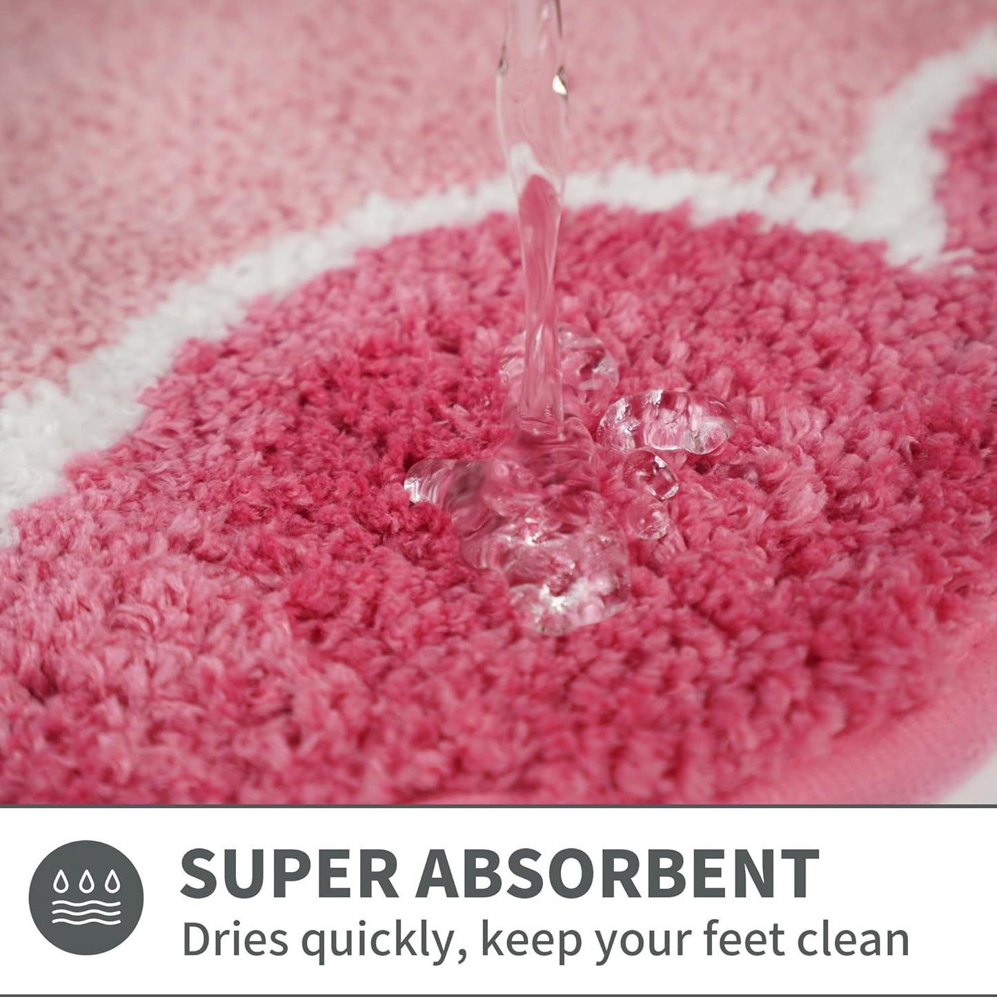 Cute Scalloped Rose Pink Bathroom Rugs Mat,Non Slip Absorbent Quick Dry Bath Mats for Shower Room,Microfiber Bath Mats for Bathroom Floor Washable Carpet for Shower Tub Sink Bedroom,20"x32"