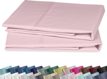 California Design Den Standard Queen Size Pillowcase Set - 400 Thread Count, 100% Cotton Sateen, Set of 2 Pillow Covers, Soft and Breathable - Pink