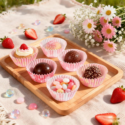 Pink Floral Mini Cupcake Liners 400 Count Colorful Paper Baking Cups Food Grade Disposable Cupcake Wrappers Bright Colors Muffin Cups for Wedding Birthday Tea Party Baking Supplies