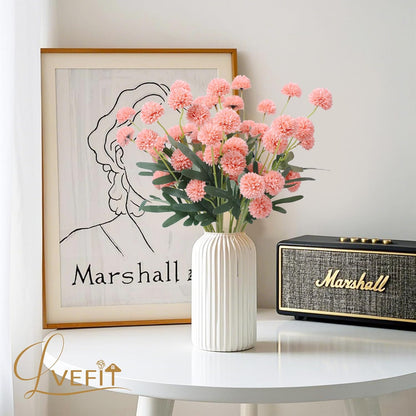 LVEFIT 10 Pcs Coral Peach Kiku Flower Fake Mums Long Stem Flowers,Faux Kiku Flower Bulk,Silk Flowers Mini Chrysanthemum Floral Arrangements,Artificial Flowers Chrysanth Mini Fake Flower