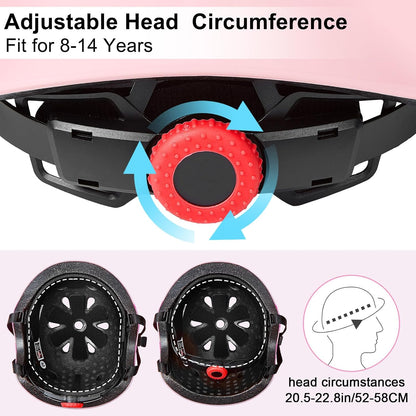 Kids Bike Helmet Adjustable Youth Toddler Helmet with DIY Stickers for Girls Age 3-5-8-14 Years for Bicycle Scooter Skateboard Roller Skating