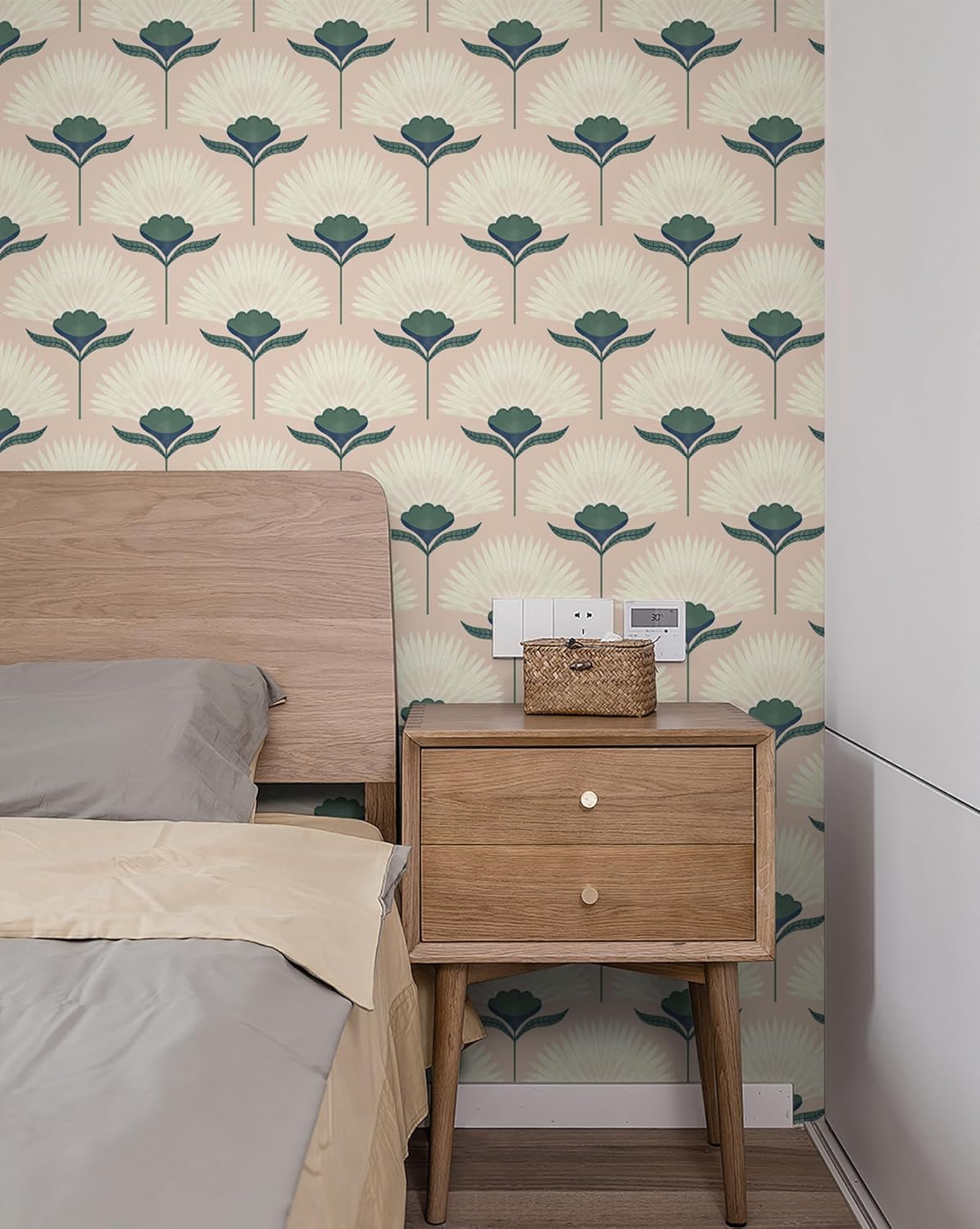 CiCiwind Vintage Wallpaper Peel and Stick Botanical Contact Paper Boho Wall Paper Pink Removable Self Adhesive Bathroom Bedroom Eco-Friendly Thicken 17.3" × 78.7"
