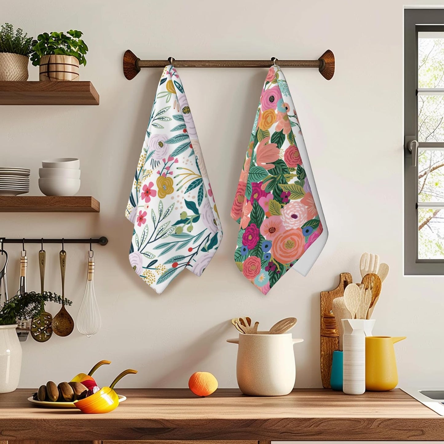 Pink Flower Floral Blossom Hand Towels Set of 2 Decorative Hand Bath Towel for Bathroom Kitchen Accessories Hotel Spa Valentines Mothers Day Wedding Gifts 18 X 24 Inches