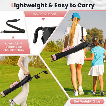 ULTIMATE Golf Stand Bag, Lightweight Sunday Golf Bag w/2 Way Top Dividers, Pocket & Bottle Holder, Pitch n Putt Small Golf Bag for Driving Range, Par 3, Executive Courses