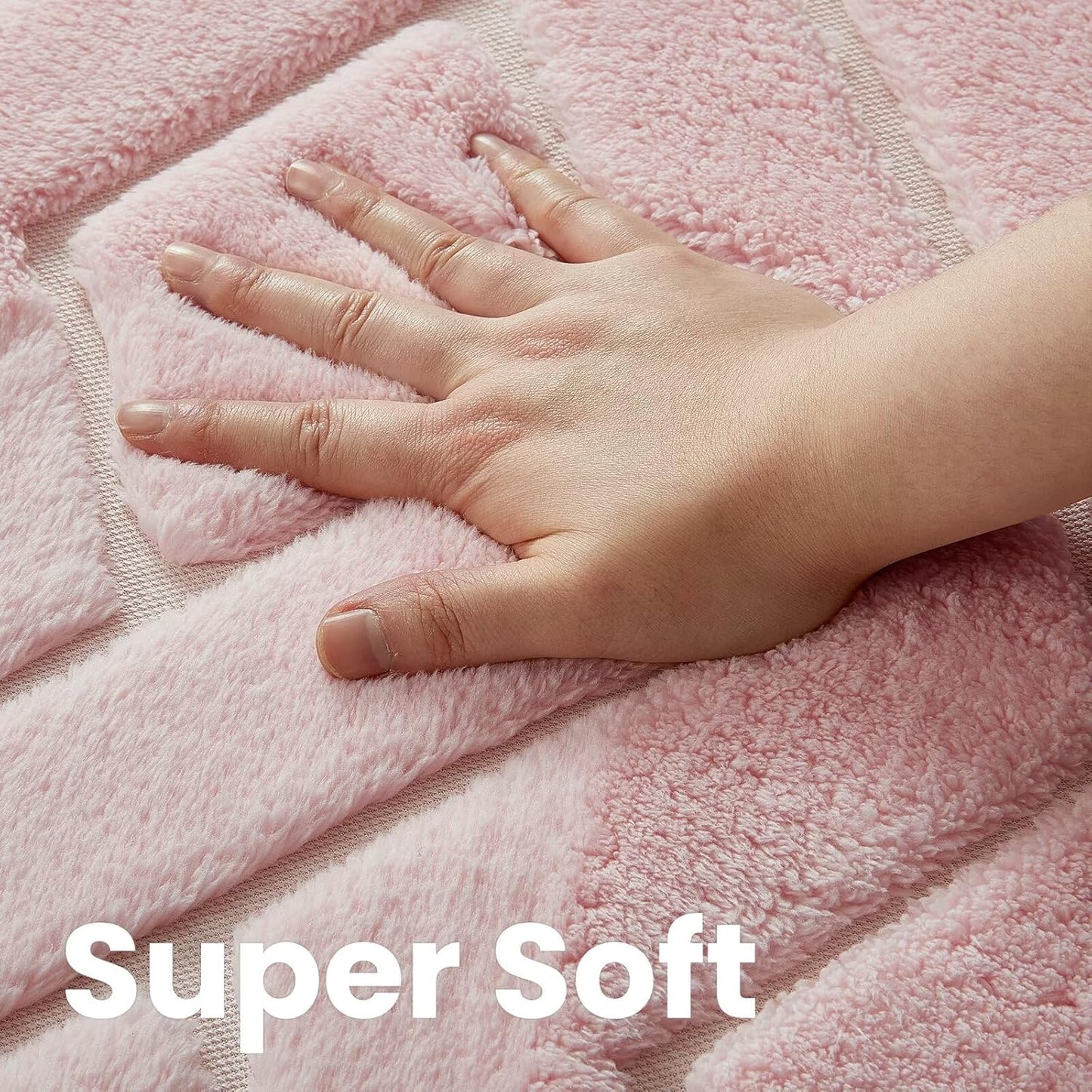 Macgace Ultra Soft Pink Area Rug for Girls Bedroom, 3x5 Modern Geometric Shag Rugs with Nonslip Backing for Living Room, Washable Fuzzy Carpet for Cozy Kids Room Nursery
