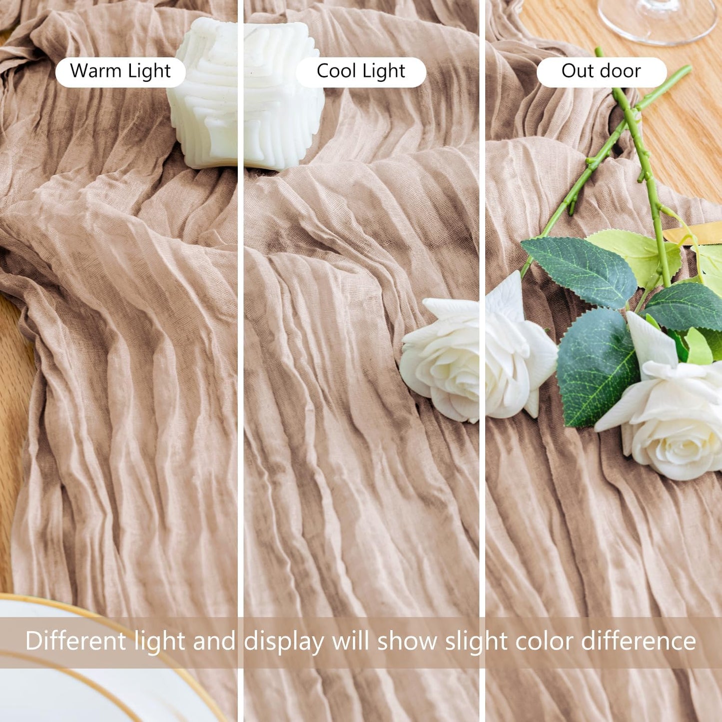 3PCS Table Runner Cheesecloth 10FT Nude Pink Boho Gauze Cheese Cloth Rustic Sheer Table Runners for Wedding Birthday Bridal Baby Shower Party Decoration