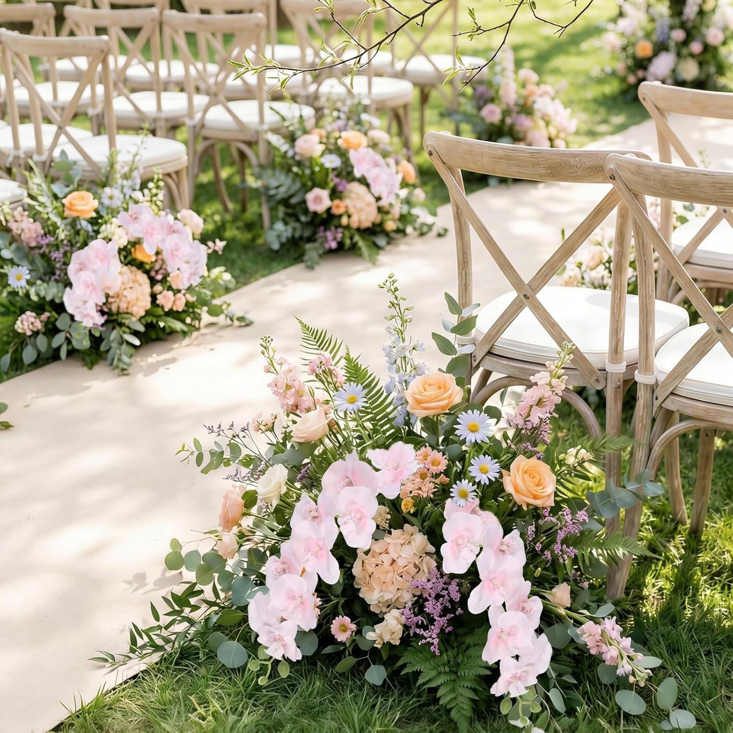 Orchids Artificial Flowers 6PCS Faux Orchid Stems Fake Phalaenopsis Orchid with Stems for Floral Arrangements Home Wedding Dining Table Party Garden Decoration(Light Pink)
