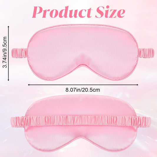 Silk Sleep Eye Mask 4 Pack Mulberry Silk Sleep Mask Eye Cover Blindfold with Elastic Strap Cute Satin Soft Eyeshade Masks for Women Night Sleeping Travel Nap (Pink)
