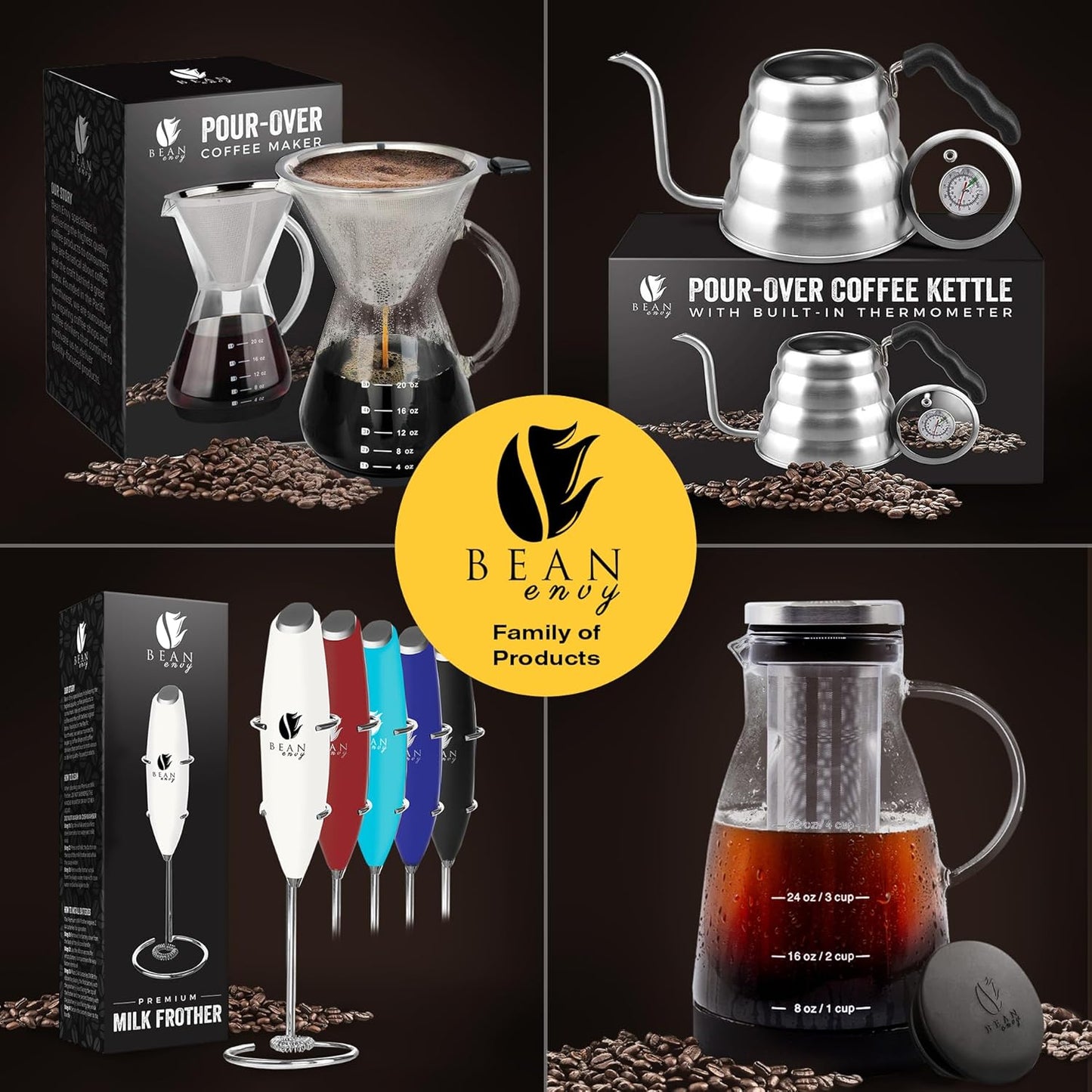 Bean Envy Milk Frother, Coffee Stirrers, Frother Wand, Milk Frother Handheld, Frother with stand, Hand Blender for Coffee, Lattes, Cappuccino, Matcha and Hot Chocolate – Kitchen Gifts - Rose Pink