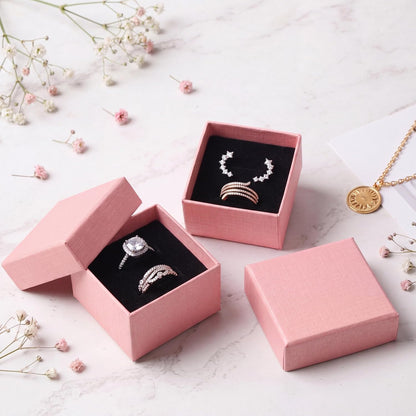 Yinkin 72 Pcs Jewelry Ring Gift Boxes Bulk 2 x 2 x 1.2 Inch Ring Necklace Earring Boxes for Weddings Christmas