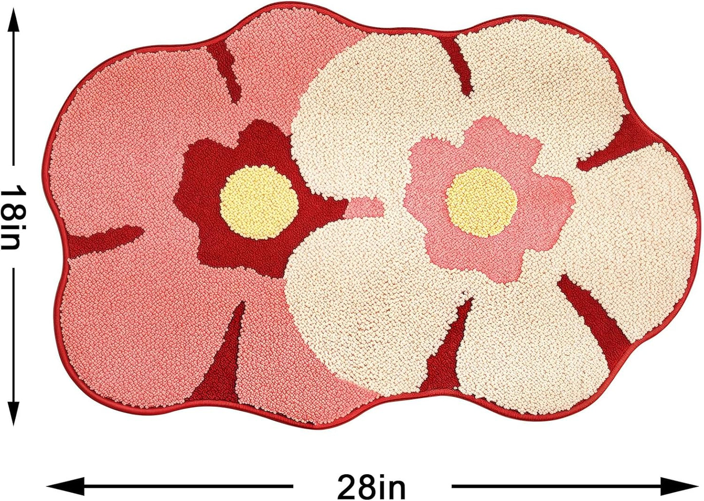 Larponder Flower Bath Mat,Funny Bathroom Rug,Non Slip Washable Rugs,Fluffy Soft Absorbent Applicable for Bathroom Floor Bathtub Summer Spring Home Decor Sink 18" x 28"