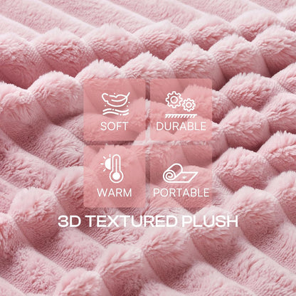 LINENLUX 1 Pack 3 Soft Fleece Dog Blanket for Pet Washable Warm Cat Puppy Fluffy Calming Flannel Beige/Pink/Grey Small