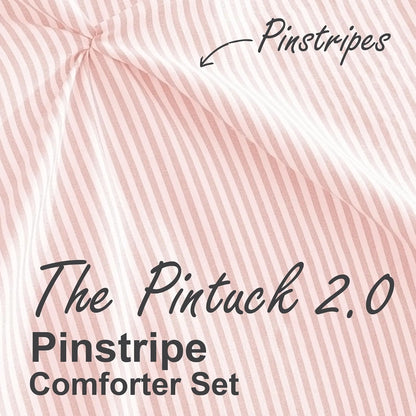 Swift Home Full/Queen Pinstripe Peach Pink Comforter Set - Classic Pintuck Bedding Set - 3 Pieces Bed Linen, 1 Comforter and 2 Pillow Shams
