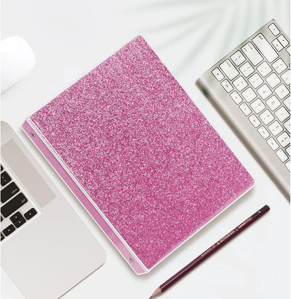 NatureTouch 3 Ring Binder, Glitter 1 Inch Organizer (10.5'' x 11.5'') Holds 8.5'' x 11''Letter Size 300 Pages, Waterproof Durable View Binder, 1 Pack, Pink